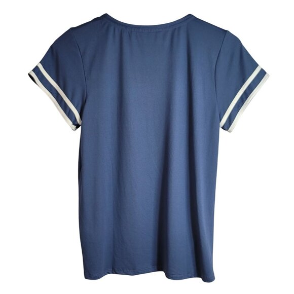 Lucky Brand 2 Piece Pajama Set Blue Gray Small Short Sleeve Top Long Pants Stars - Picture 3 of 10